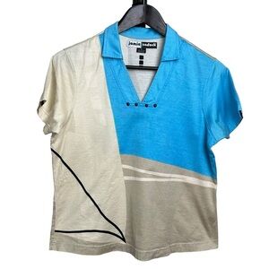 Jamie Sadock Size Small Golf Polo Johnny Collar Geometric Cotton Color Block
